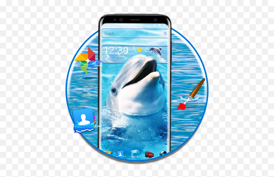 Blue Water Dolphin Theme - Dolphins Hd Emoji,Dolphin Emoji Android