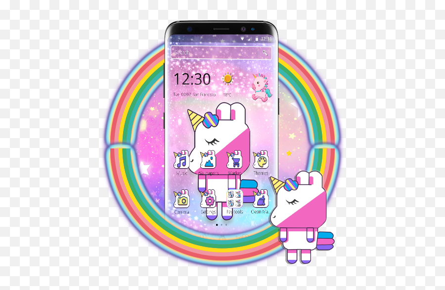 Cute Cartoon Square Unicorn 2d Theme - Smartphone Emoji,Unicorn Emoji Android