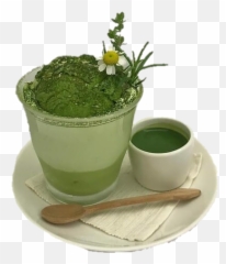 matcha green tea cup cute flowers Sticker by Nicky - Green Tea Matcha Aesthetic Emoji