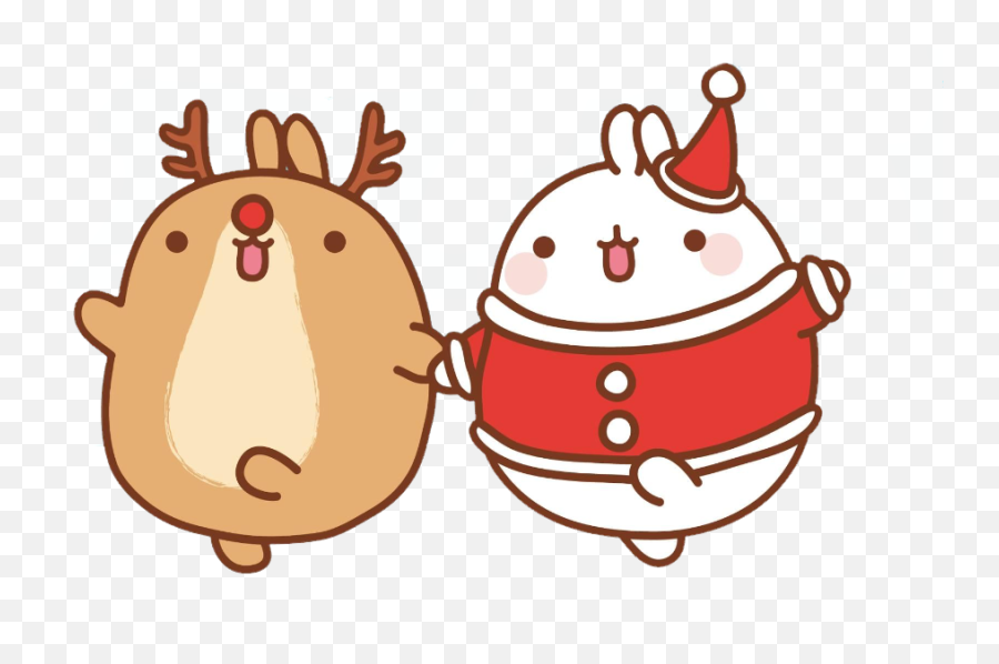 Molang Rudolph Santa Kawaii - Merry Christmas Molang Emoji,Rudolph Emoji
