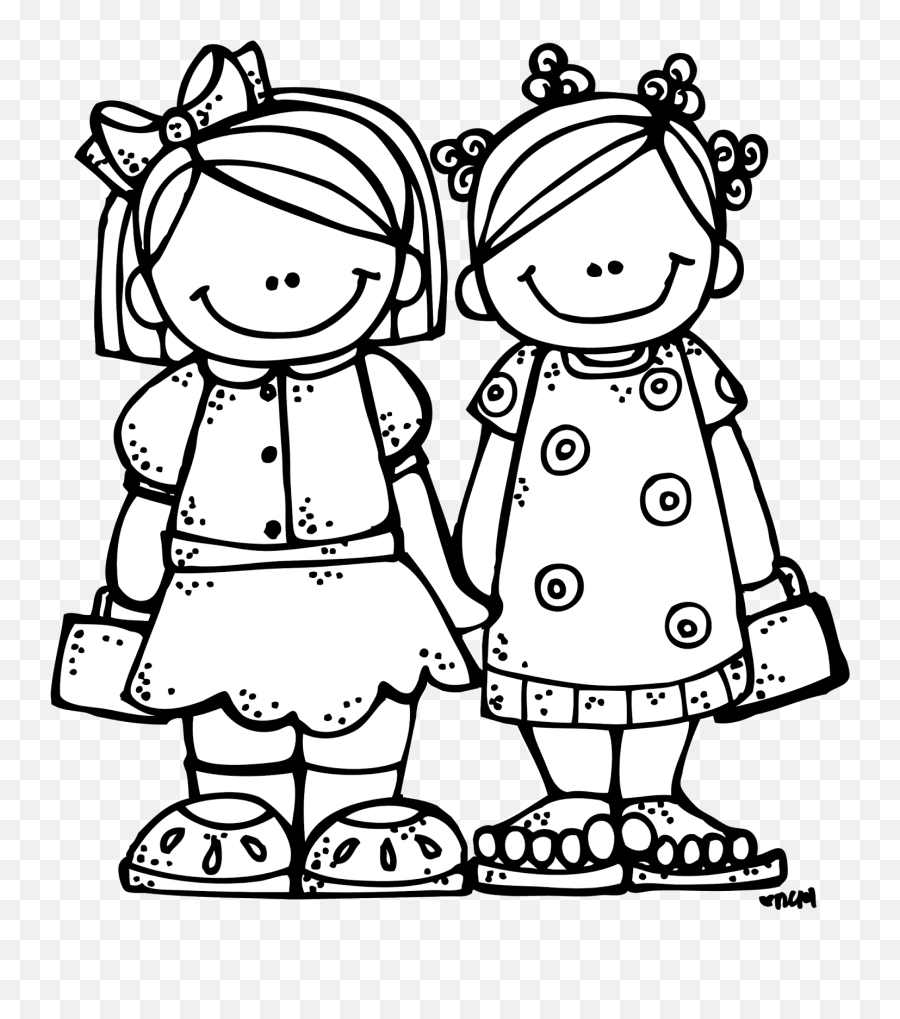 Siblings Drawing Transparent Png - Girls Clipart Black And White Emoji,Brother And Sister Emoji
