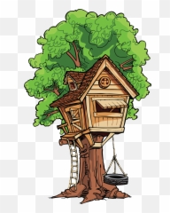 Treehouse Tree Tireswing Yard - Treehouse Clipart Emoji,Treehouse Emoji