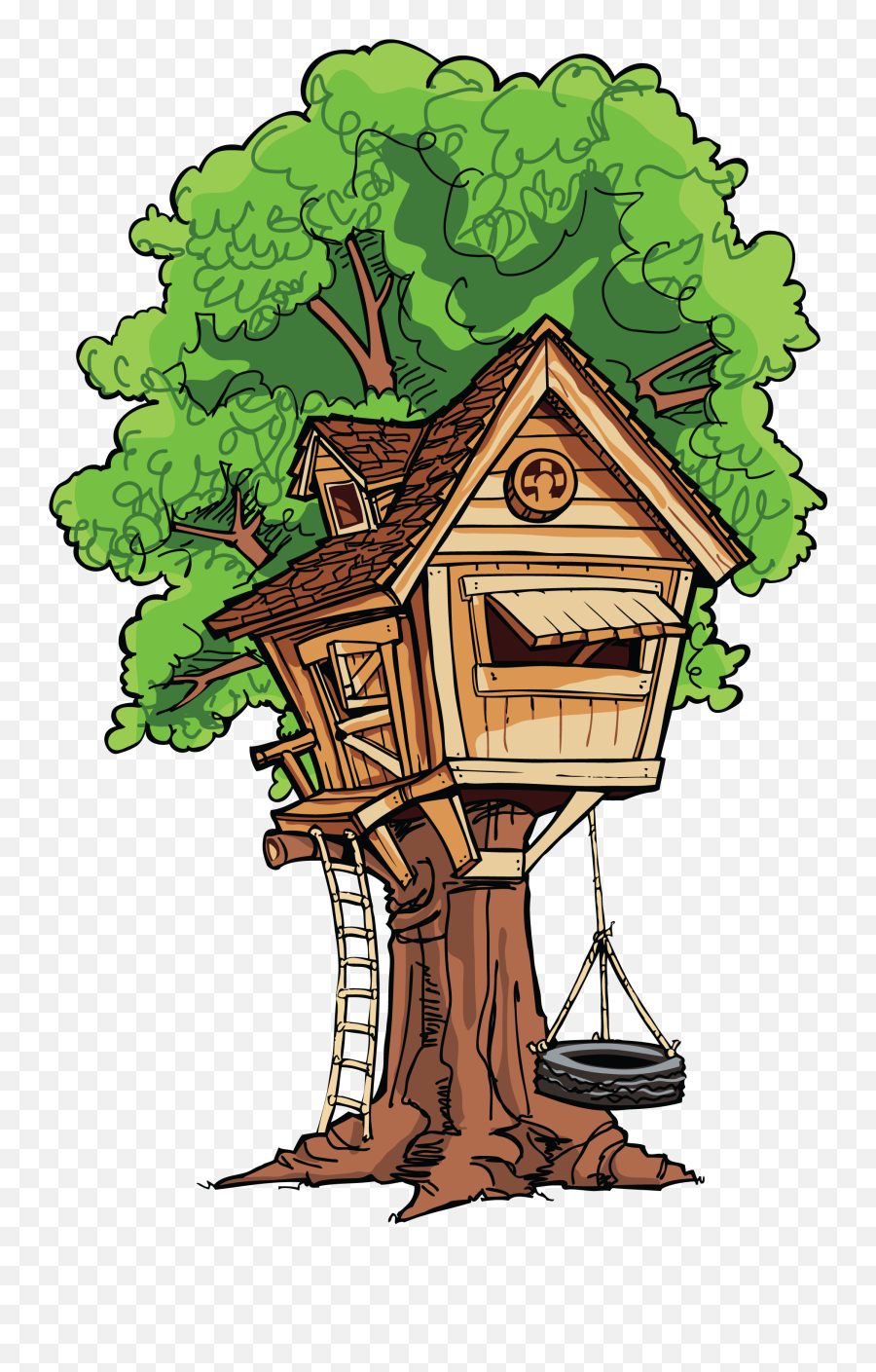 Treehouse Tree Tireswing Yard - Treehouse Clipart Emoji,Treehouse Emoji