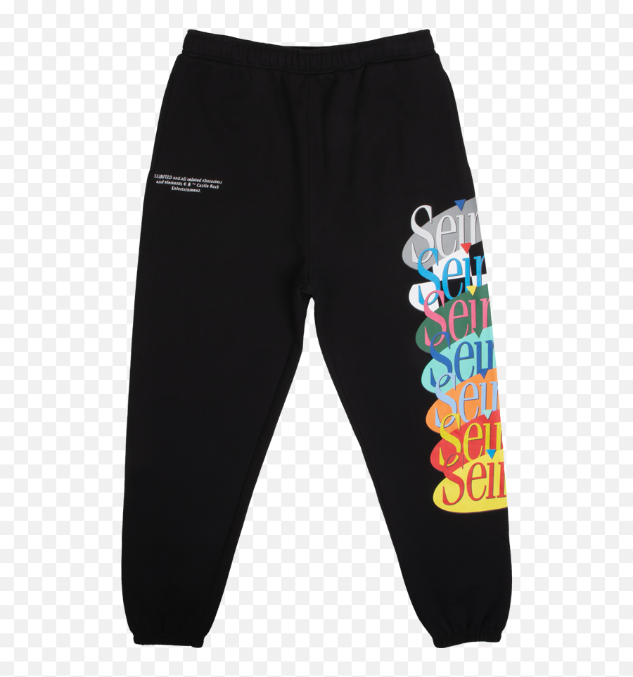 Seinfeld Multi Logo Black Sweatpants In - Sweatpants Emoji,Seinfeld Emoji
