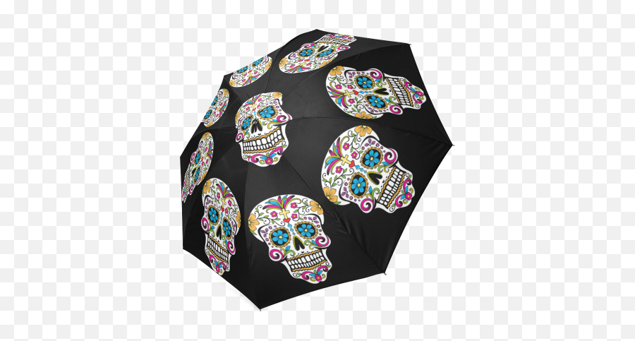 Cool Sugar Skull Print Foldable Umbrella - Calavera Emoji,Skull Water Skull Emoji
