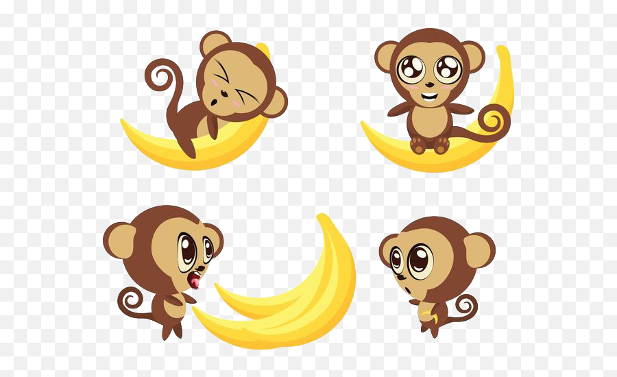 Ape Bananas Monkeys Transprent - Monkeys Cartoon With Bananas Emoji,3 Monkeys Emoji