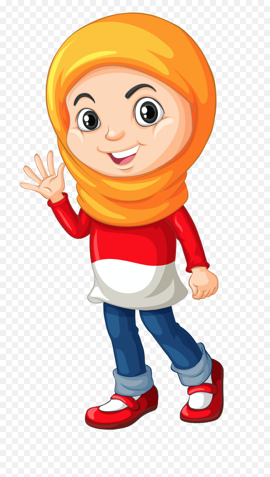 Muslim Girl In Different Actions - Muslim Girl Cartoon Png Emoji,Muslim Emoji