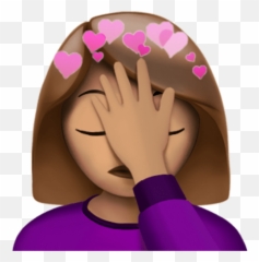 Download Facepalm Stickers Girl Heart Heartcrown Pink - Emoji Hand On Face,Emojicon
