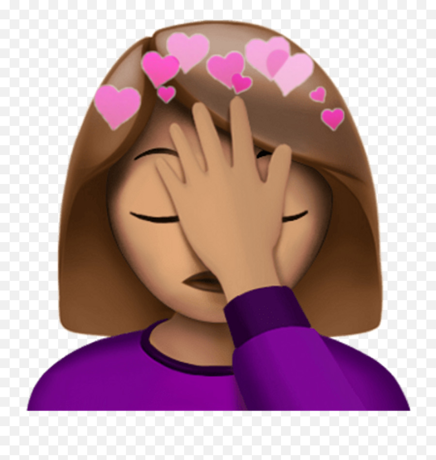 Download Facepalm Stickers Girl Heart Heartcrown Pink - Emoji Hand On Face,Emojicon