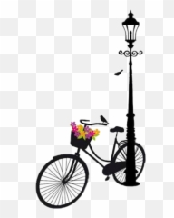 Bike Silhouette Flowers Lamp Scbicycle - Bicicleta Vintage Vector Emoji,Emoji Bike