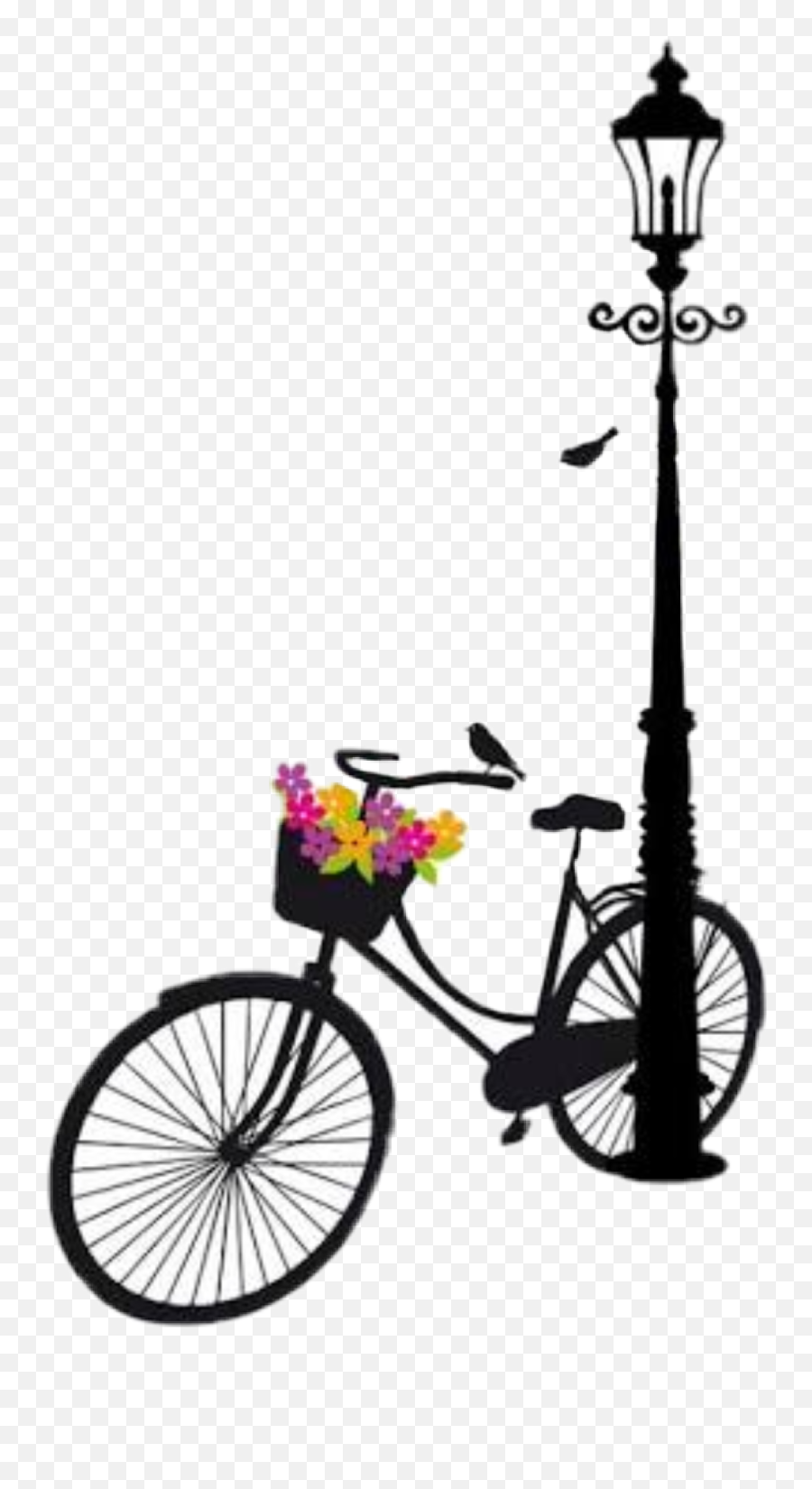 Bike Silhouette Flowers Lamp Scbicycle - Bicicleta Vintage Vector Emoji,Emoji Bike