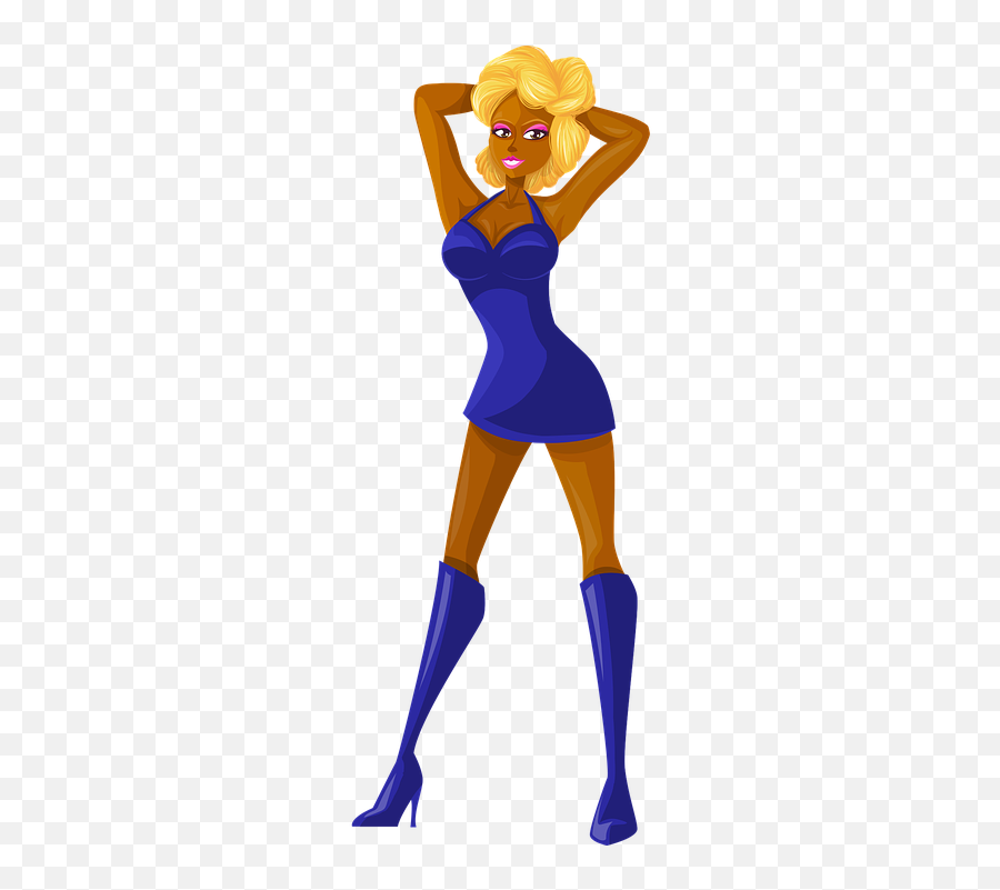 Free Blonde Woman Vectors - Woman In Short Skirt Cartoon Emoji,Red Dress Dancer Emoji