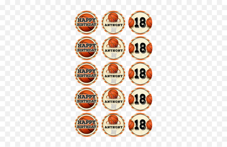Basketball 30x 15 Or 15x 2 Cupcakes - Basketball Cupcake Topper Emoji,Basketball 2 3 Emoji
