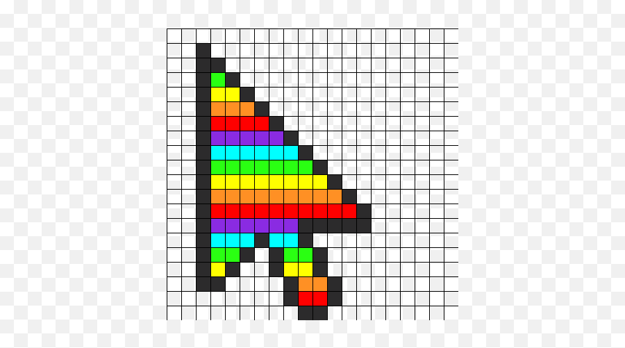 Rainbow Curser Perler Bead Pattern Bead Sprite - Transparent Background Mouse Png Emoji,Plur Emoji
