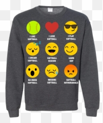 I Love Softball Emoji Emoticon Team Jersey Style Graphic Ls - Love Softball,No Love Emoji