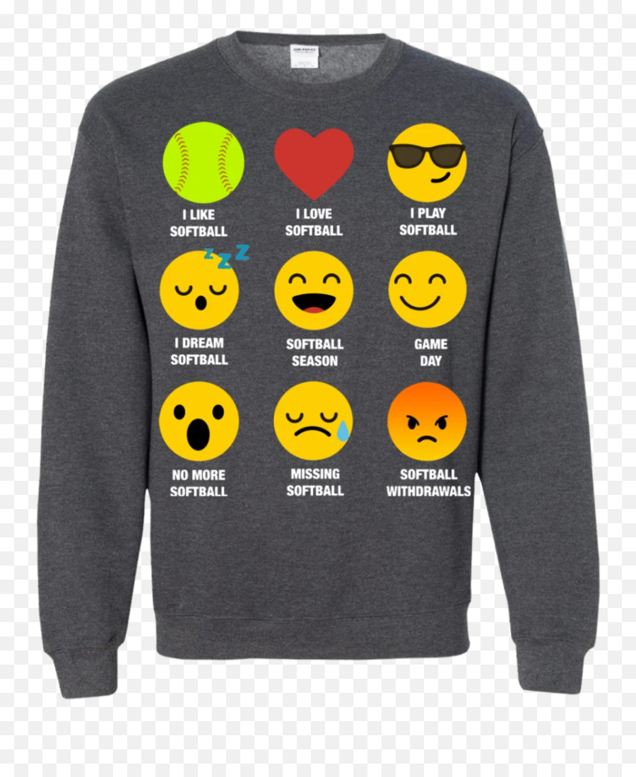 I Love Softball Emoji Emoticon Team Jersey Style Graphic Ls - Love Softball,No Love Emoji