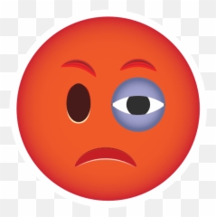 Pissed Off Phone Emoji With Black Eye Sticker - Circle