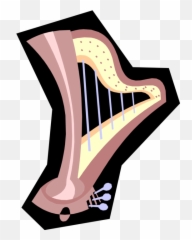Vector Illustration Of Harp Stringed Musical Instruments - Vertical Emoji,Cymbal Emoji