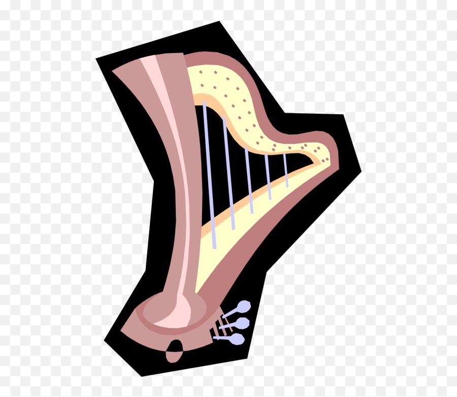 Vector Illustration Of Harp Stringed Musical Instruments - Vertical Emoji,Cymbal Emoji