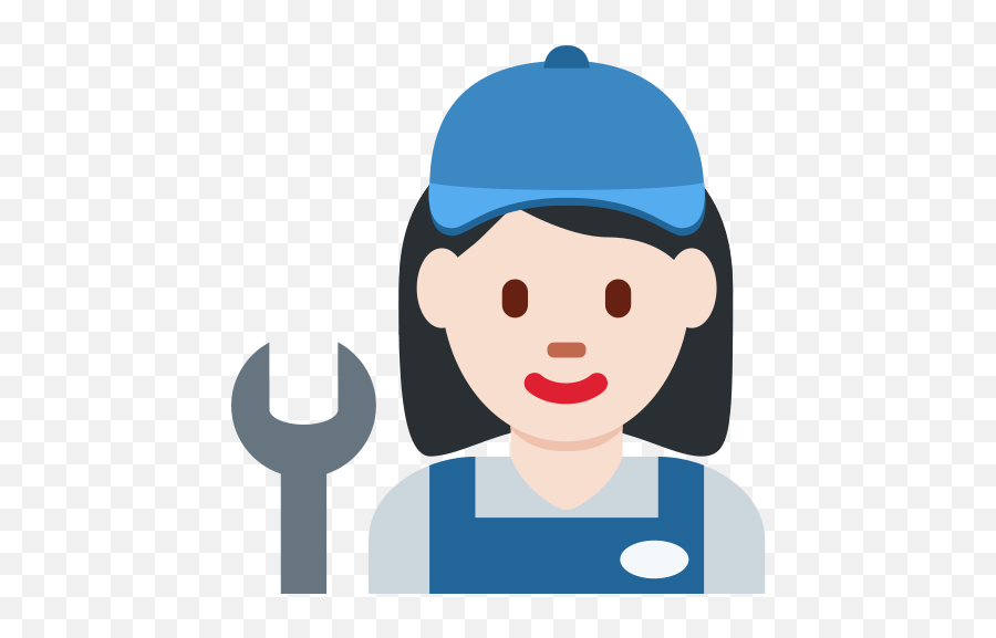Woman Mechanic Emoji With Light Skin - Maintenance Emoji,Alembic Emoji