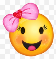 Girl Smiley Face Emoji - Emoji Balloon,Emoji Con