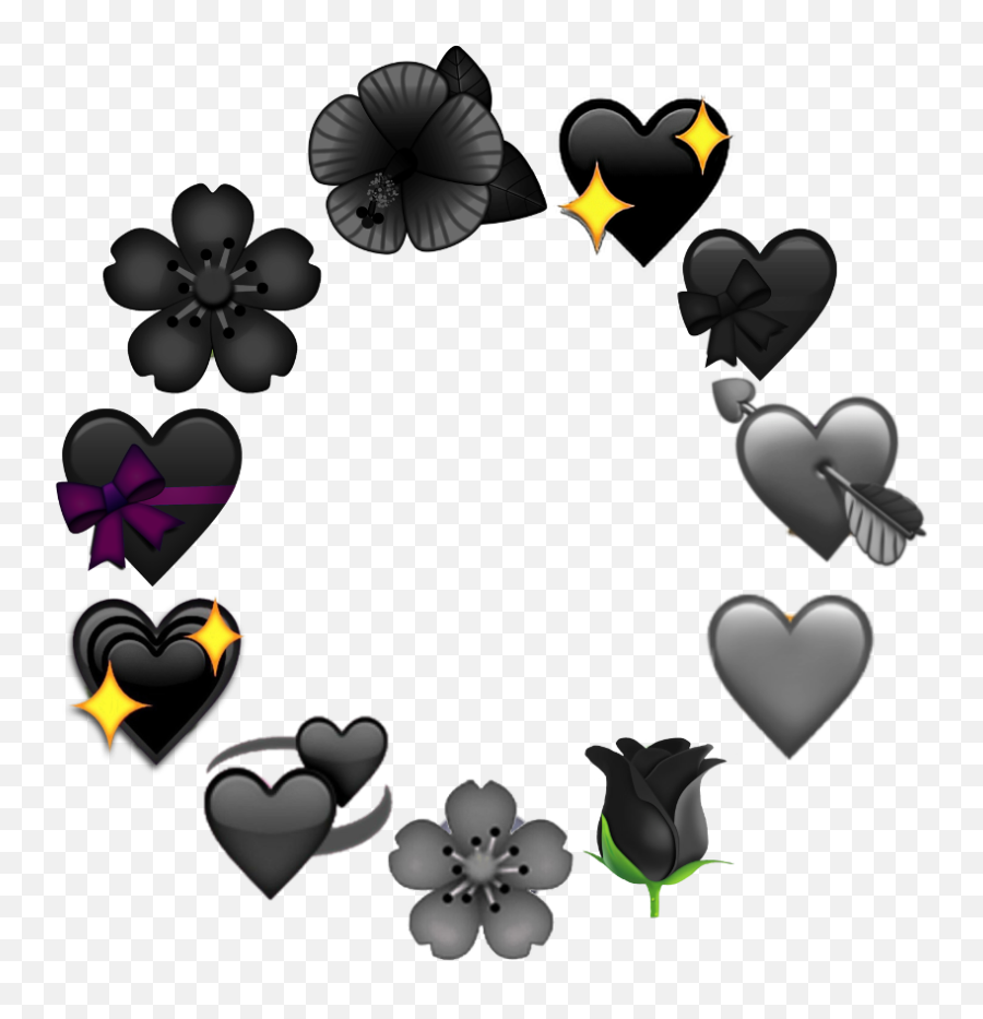 Black Emojis Circle Aesthetic Tumblr Editing - Black Heart Emoji Aesthetic,Black Emojis
