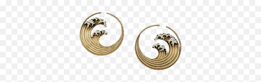 Aesthetic Jewellery Jewelry Earrings Waves Gold Warm - Hokusai Blue Wave Earring Emoji,Emoji Earrings