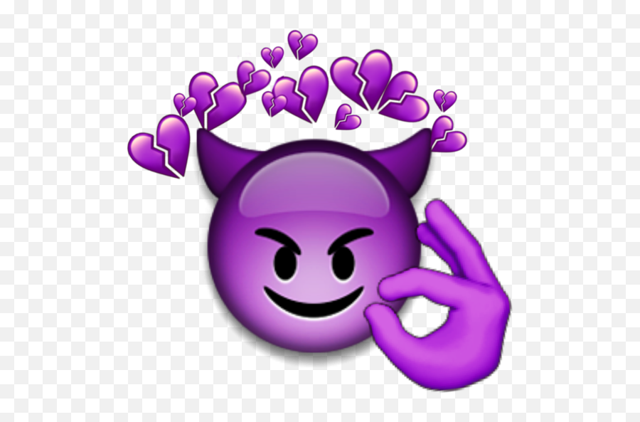 Hearts Okay Ok Heartbroken Broken - Demon Emoji,Purple Demon Emoji