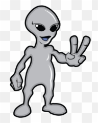 Cartoon Peace Sign Hand Clipart - Alien Transparent Background Emoji