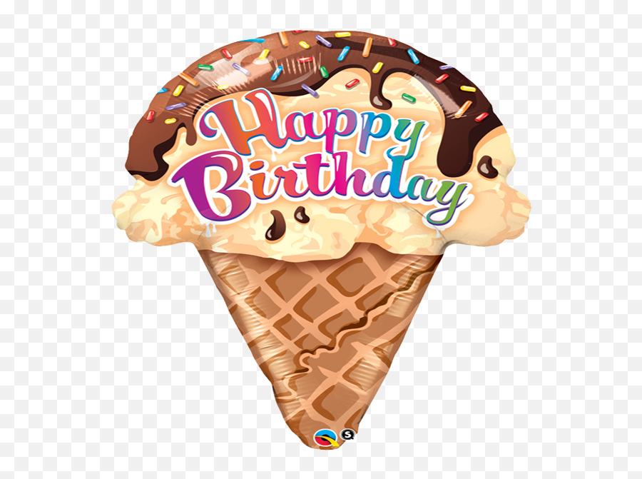 Super Shape Qualatex Foil Balloon - Happy Birthday Ice Cream Emoji,Traffic Cone Emoji