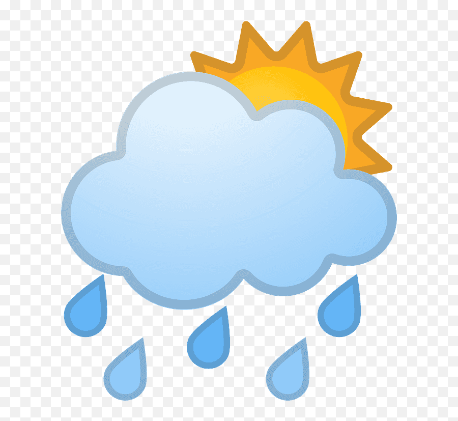 Sun Behind Rain Cloud Emoji Clipart - Cartoon Rain Cloud Png,Raindrop Emoji