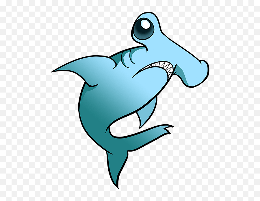 How To Draw A Hammerhead Shark - Draw A Cartoon Hammerhead Shark Emoji,How To Make A Shark Emoji