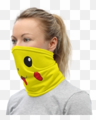 KAWAII PIKACHU FACE Mask Pokemon Masks Cute Anime Cartoon - Miami Dolphins Neck Gaiters Emoji