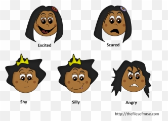 Feelings Cards Of Boys And Girls With - Happy And Sad Cartoon Faces Emoji,Anime Emotions Faces