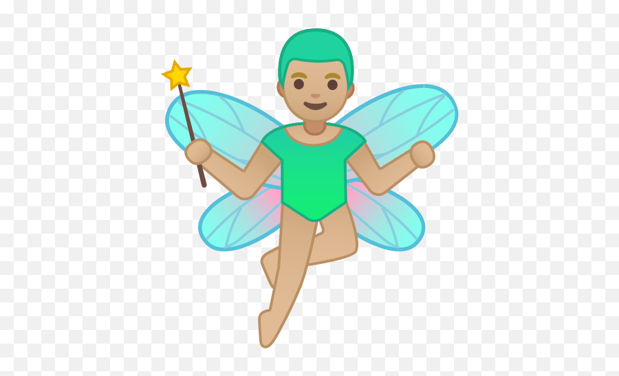 Man Fairy Emoji With Medium - Emoji Männliche Fee,Man Fish Emoji