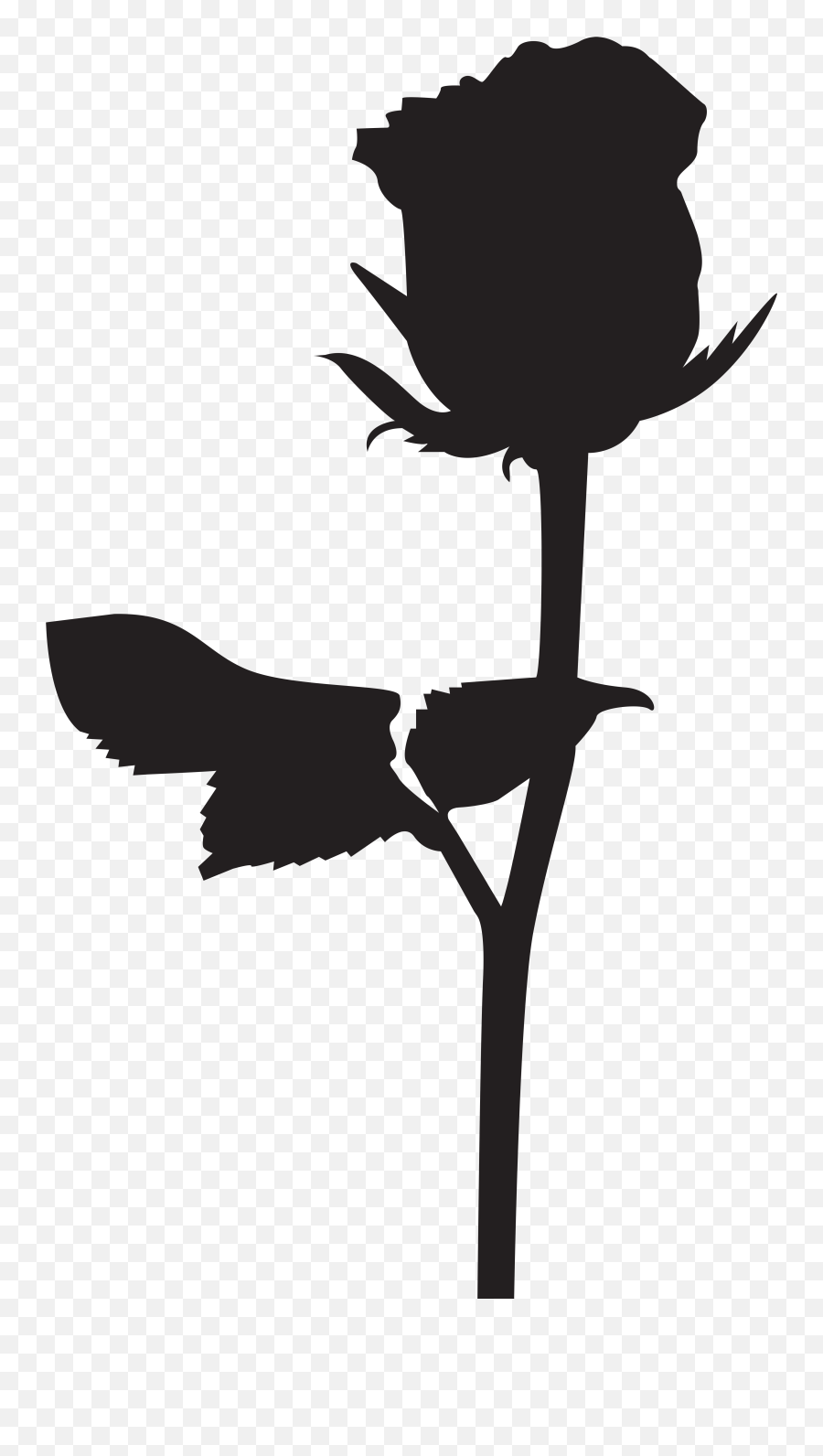Silhouette Black Rose Drawing Clip Art - Silhouette Of A Rose Emoji,Black Rose Emoji
