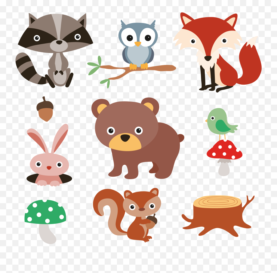 Download And Plants Animals Squirrel Material Vector Forest - Transparent Background Woodland Animals Png Emoji,Squirrel Emoticon