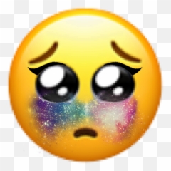 Freetoedit Sad Eyes Yellow Head Emoji Sticker Smiley - Pleading Face Emoji Ios,Emoji Makeup