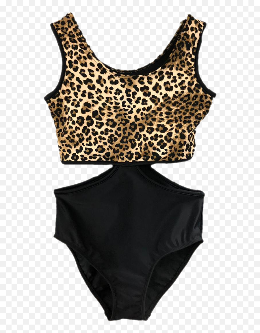 Girlu0027s Leopard Monokini Bathing Suit - Cheryl Creations Leopard Monokini Bathing Suit Emoji,Emoji Bikini Top