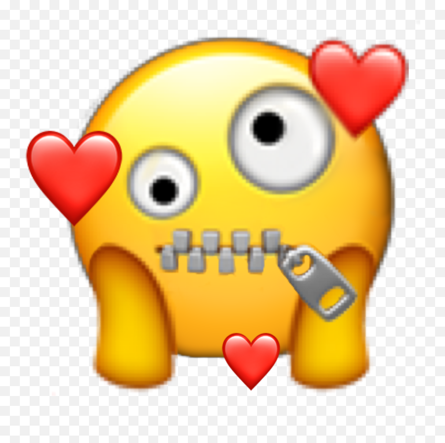 Sticker Emoji Hearts Zippedlips Shh - Cartoon,Shh Emoji Png