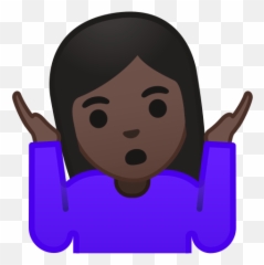 Woman Shrugging Emoji With Dark Skin Tone Meaning - Transparent Background