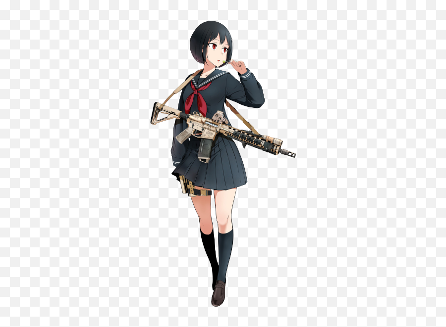 Animegun Gun Animegirl Girlwithgun Ani - Gun Anime Schoolgirl Emoji,Emoji Gun And Microphone