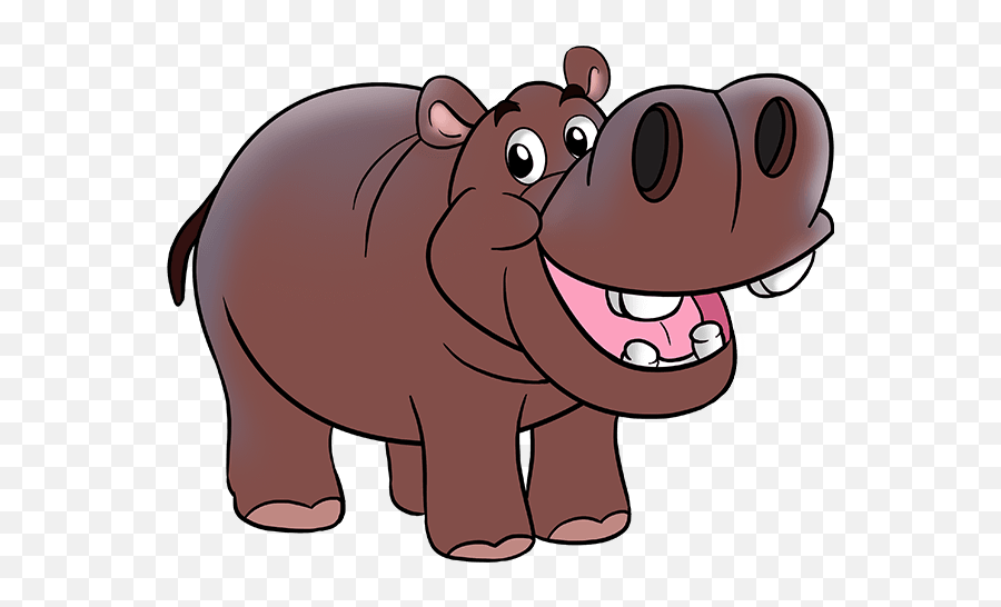 How To Draw A Hippo - Wild Animals Hippo Cartoon Emoji,Hippo Emoji