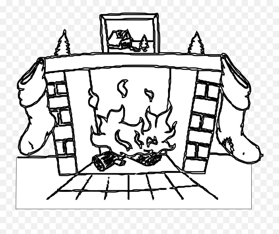 Christmas Fireplace Clipart Free Download Clip Art - Clipartix Chimney Clipart Black And White Emoji,Fireplace Emoji