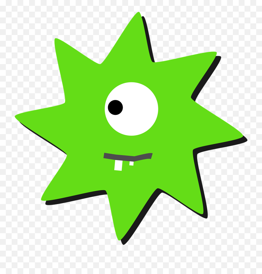 Virus Cheerful Bacterium Star Green - Bacteria Emoji,Anime Emotion Symbols