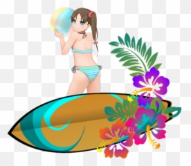 Surfer Surfboard Anime Girl - Surfboard Emoji,Surfboard Emoji