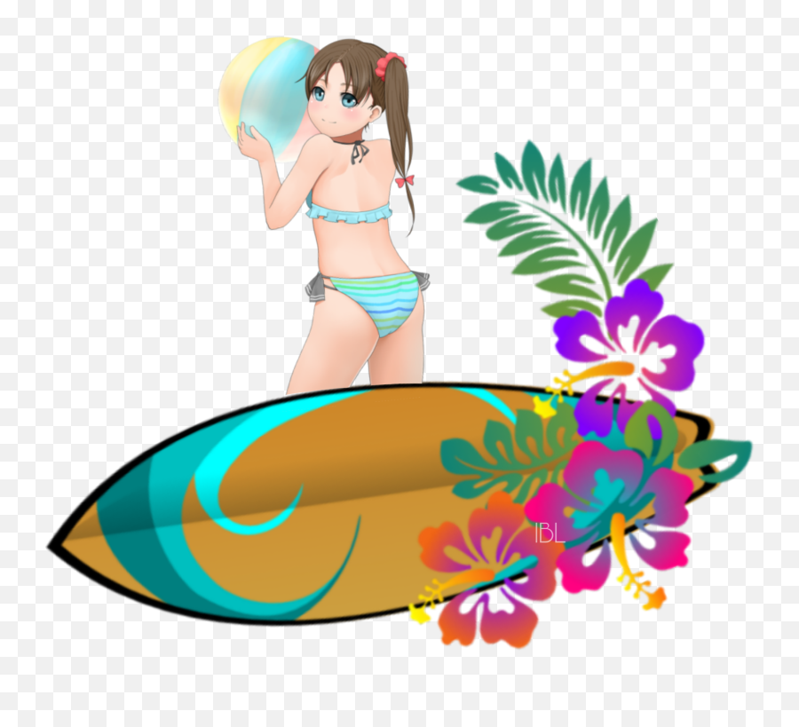 Surfer Surfboard Anime Girl - Surfboard Emoji,Surfboard Emoji
