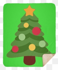 Christmas Tree Emoji Large Fleece Sherpa Blanket - Day