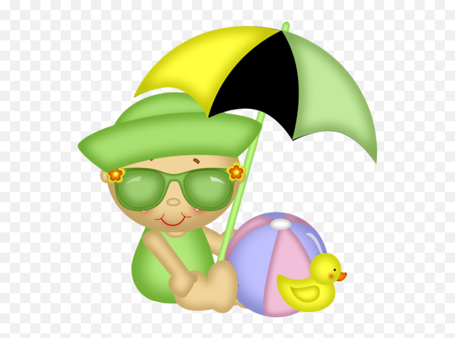 Baby Beach Ball Umbrella Sticker By Salulilbug - Happy Emoji,Beach Umbrella Emoji