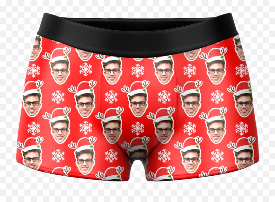 Mens Custom Christmas Santa Face Boxer - Boxer Shorts Emoji,Emoji Underwear